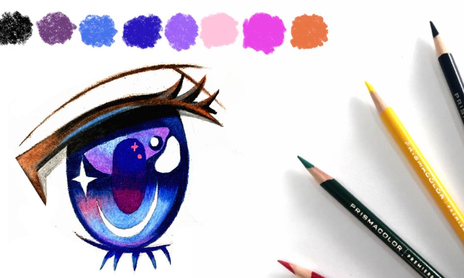 Let’s Draw and Color Anime Eyes Using Color Pencils! | Small Online