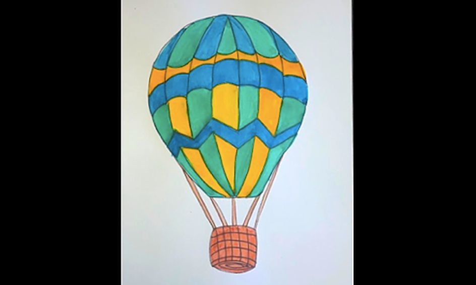 Watercolor Hot Air Balloon Art Intermediate Painting Small