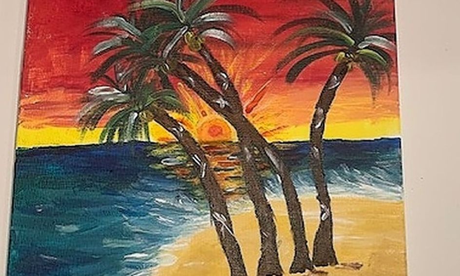 Painting Up Some Fun Tropical Island Sunset Acrylic Painting For Beginners Small Online Class For Ages 11 16 Outschool