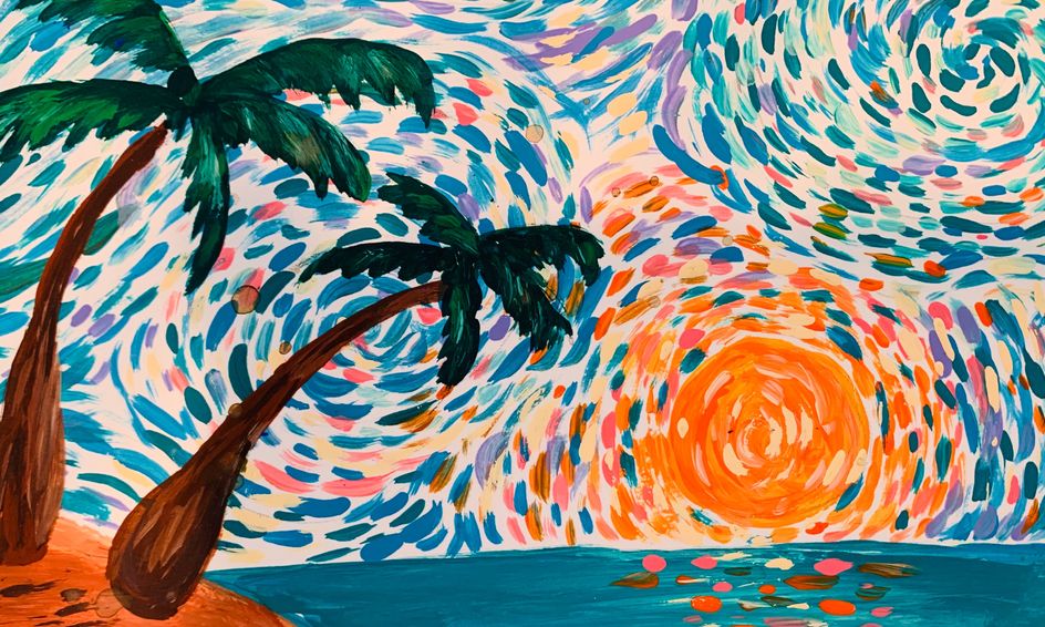 Tropical Starry Night Painting Small Online Class For Ages 9 13