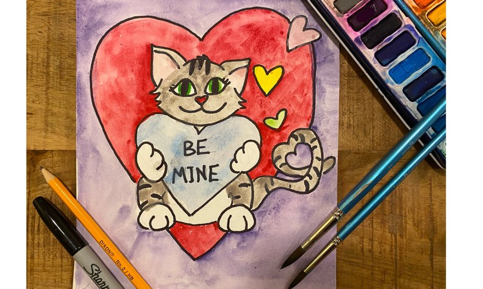 Kitty Cat Valentines Day Painting Small Online Class For Ages 5 10 Outschool