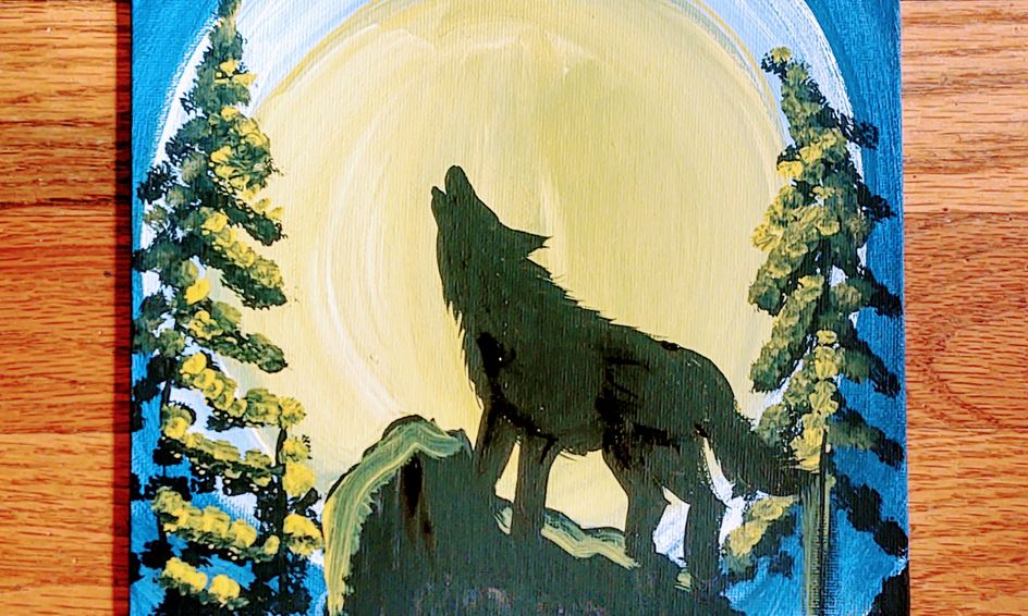 Wolf And Trees With Full Moon Acrylic Painting Step By Step Instructions Small Online Class For Ages 7 12 Outschool This moon painting tutorial is intended for the beginner acrylic painter. outschool