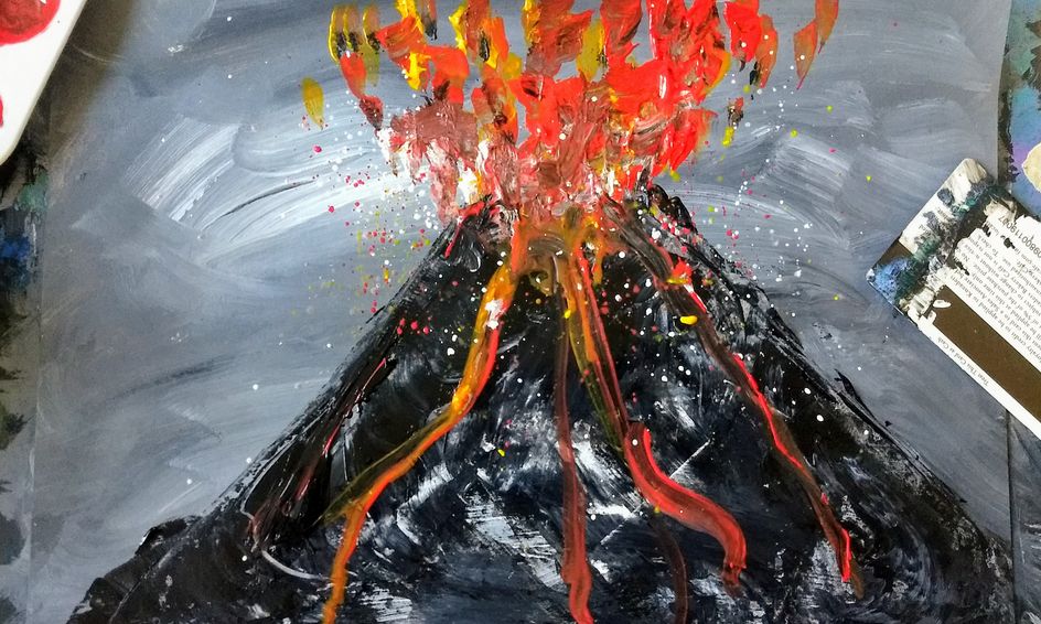 Learn To Paint A Volcano Using A Credit Card Small Online Class