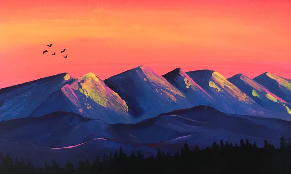 Simple Acrylic Painting: Mountain Sunset | Small Online Class for Ages  10-14 | Outschool