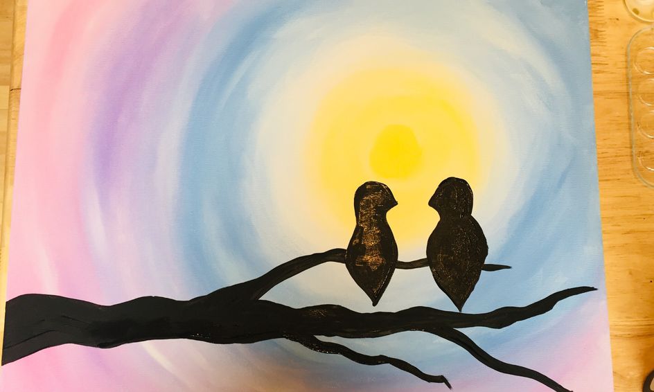 Acrylic Painting Workshop Love Birds Small Online Class For