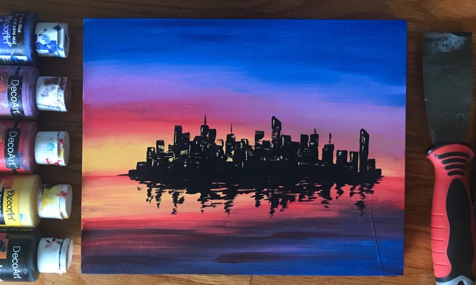 Simple Acrylic Painting City Landscape Sunset Small Online Class For Ages 10 14 Outschool