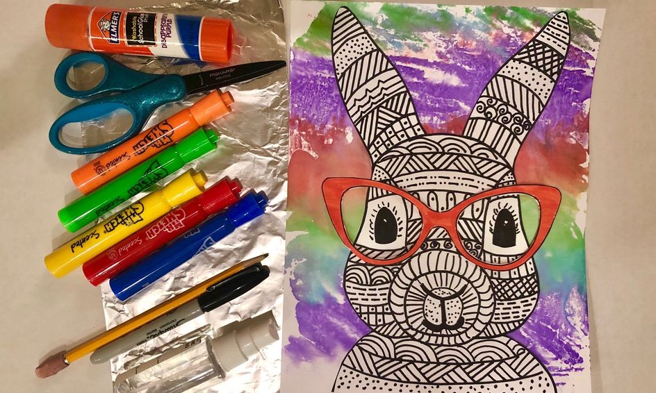 Funky Bunny Foil Print And Drawing One Time Class Small