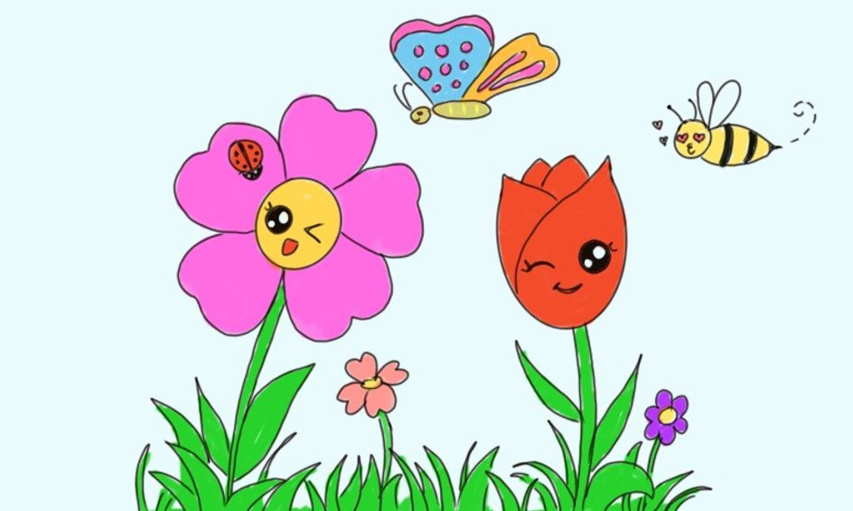 Learn To Draw Cute Flowers And Bugs Kawaii Style Kawaii Garden