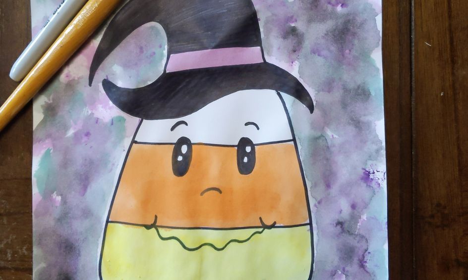 Watercolor Expressions Halloween Spooky Corn Small Online Class For Ages 7 12 Outschool - roblox candy corn hat
