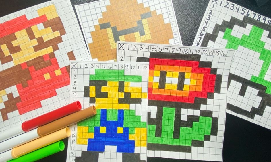 Flex Pixel Art Set 1 8 Bit Mario Bros On Graph Paper Small Online Class For Ages 6 11 Outschool