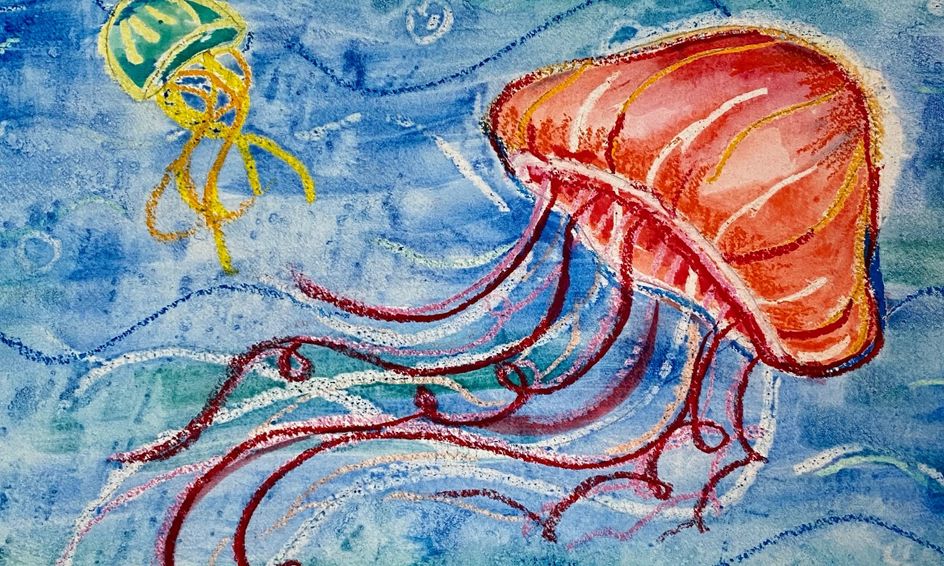 Paint A Watercolor And Oil Pastel Jellyfish! | Small Online Class For Ages 6-10 | Outschool