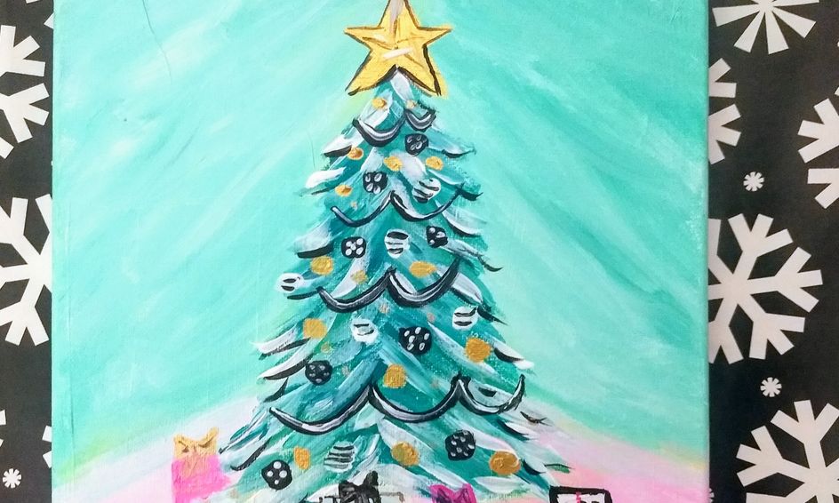 Paint A Fun And Festive Christmas Tree Acrylic On Canvas Paint Party Small Online Class For Ages 10 15 Outschool