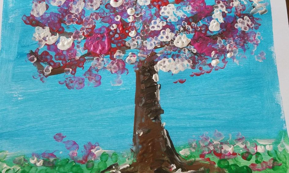 Get Wallpaper Paint With Me Cherry Blossom Tree Spring Art In Pointillism For iPhone Free