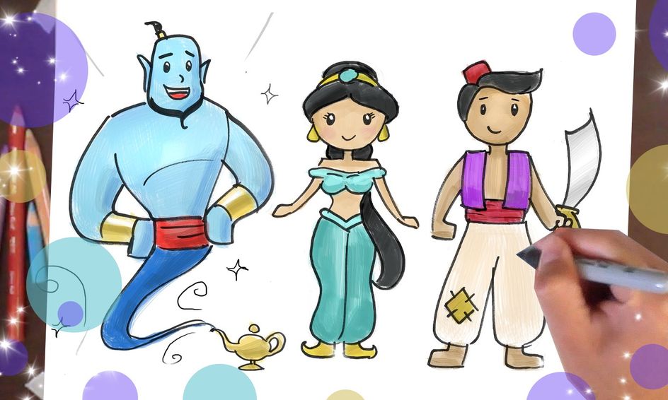 Drawing Aladdin Jasmine Genie Step By Step Small Online Class For Ages 8 13 Outschool