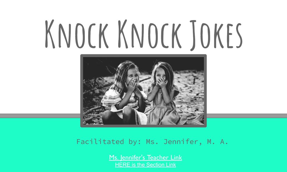 Let S Laugh And Learn Some Knock Knock Jokes For Children With Special Needs Small Online Class For Ages 7 11 Outschool - knock knock jokes funny roblox jokes
