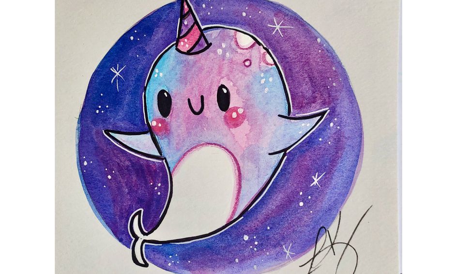 Paint A Cute Kawaii Style Narwhal Unicorn Of The Sea With Galaxy Background Small Online Class For Ages 7 12 Outschool - galaxy unicorns so cute roblox