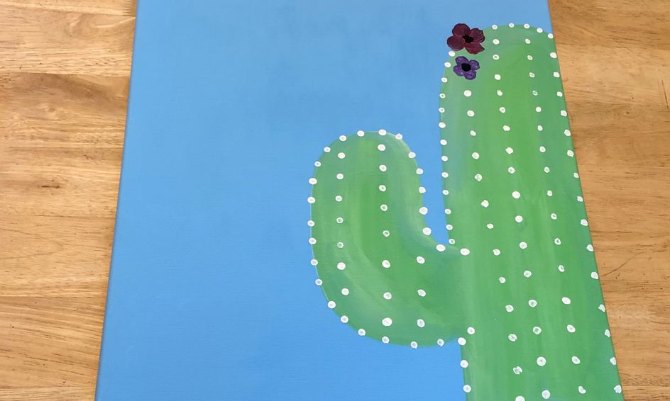 Acrylic Painting Workshop Desert Cactus Small Online Class For