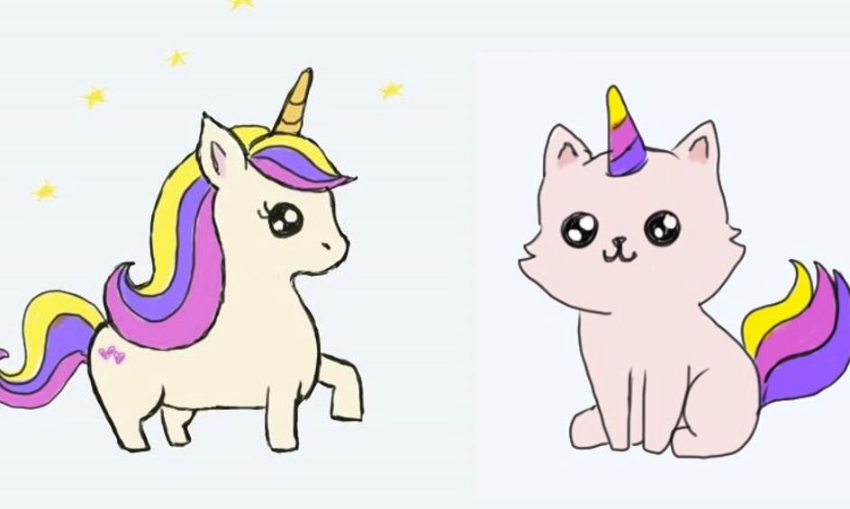Let S Draw A Cute Unicorn And A Kittycorn Kawaii Style Small