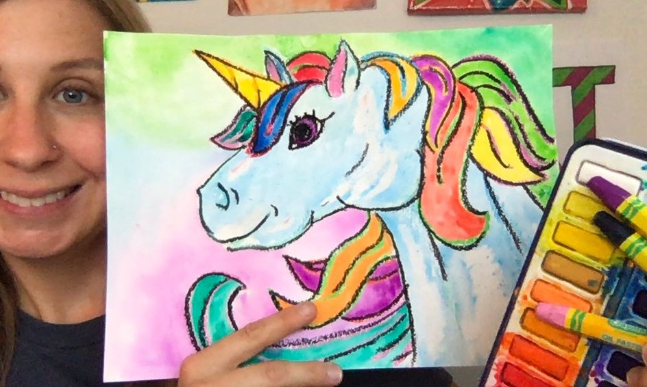 Oil Pastel Watercolor Unicorn Painting Discussion And Show And Tell Small Online Class For Ages 4 7 Outschool