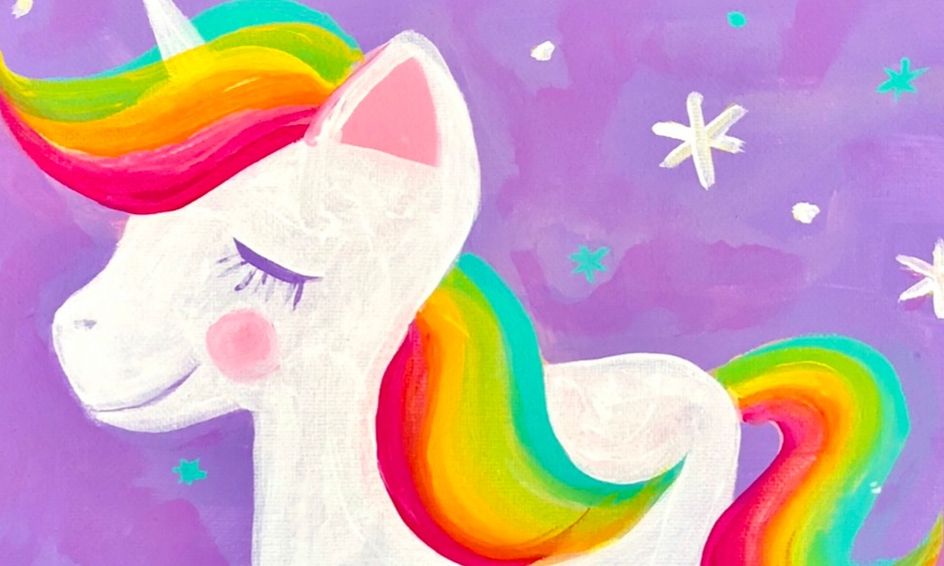 Rainbow Unicorn Canvas Painting With Mrs Maas Small Online
