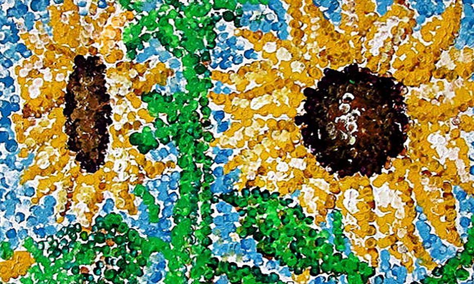 Spot On Sunflower Pointillism Painting Or Drawing Inspired By