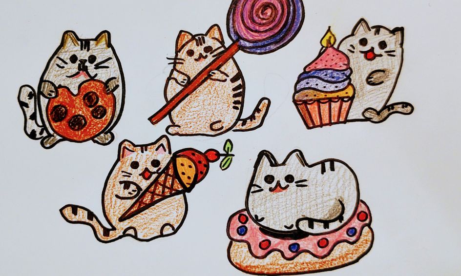 Cute Pusheen Cat Drawing So Cute Pusheen Cat Friends Enjoying Desserts Draw Together Step By Step Demo Small Online Class For Ages 7 11 Outschool outschool