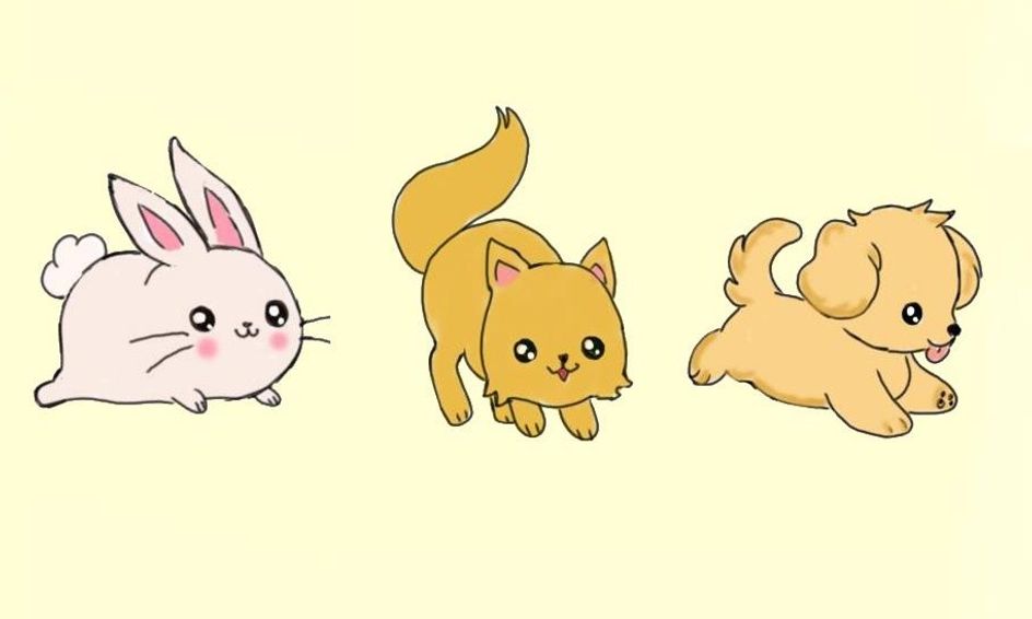 Learn To Draw Cute Animals In Motion Kawaii Style Sketch Only