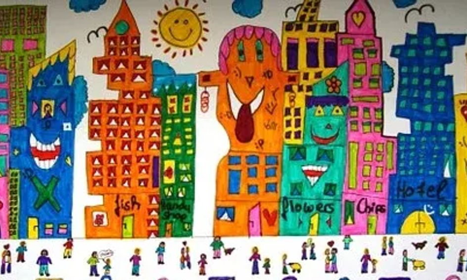 Art Chat Artist James Rizzi Painted Happy Houses Small Online Class For Ages 5 10 Outschool