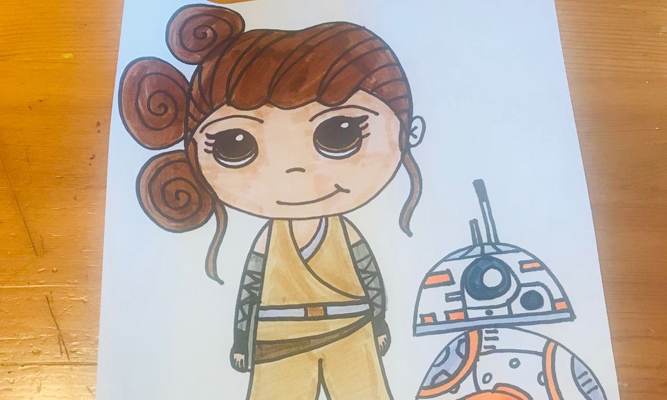 Star Wars Directed Drawing Art Lesson With Rey and BB8 Small Online