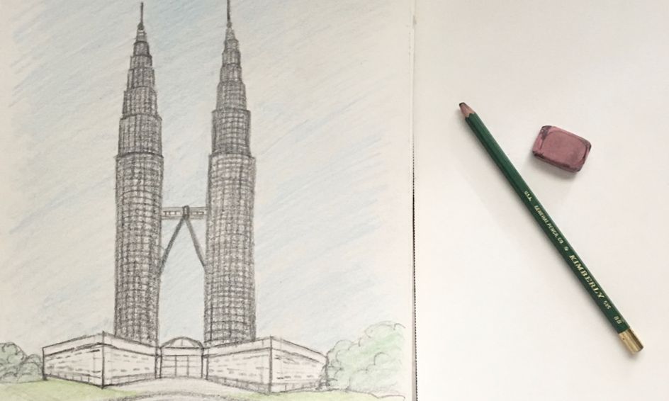 Let’s Draw the Petronas Towers, Ages 9+ Small Online Class for Ages 9