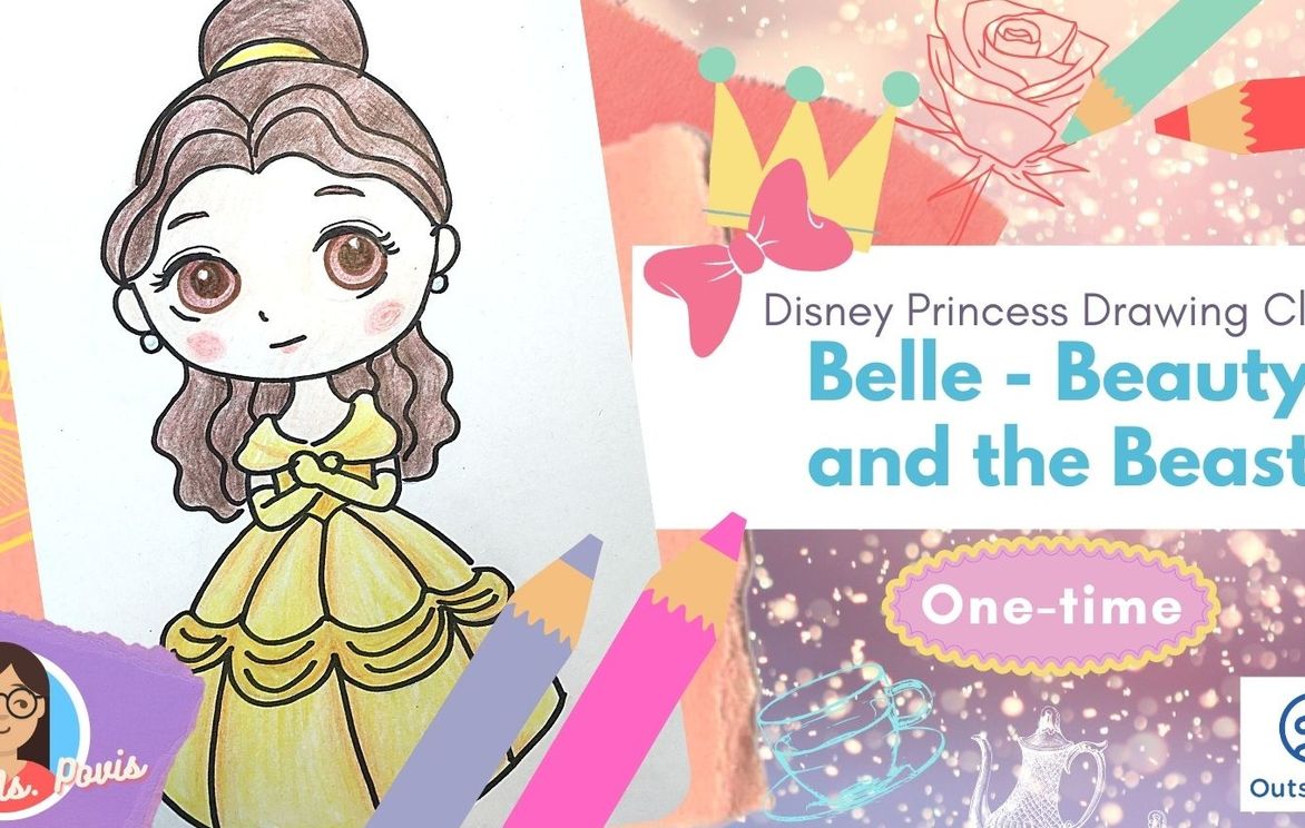 Cute Chibi Princess Drawing Club Beauty And The Beast Belle One Time Small Online Class For Ages 6 9