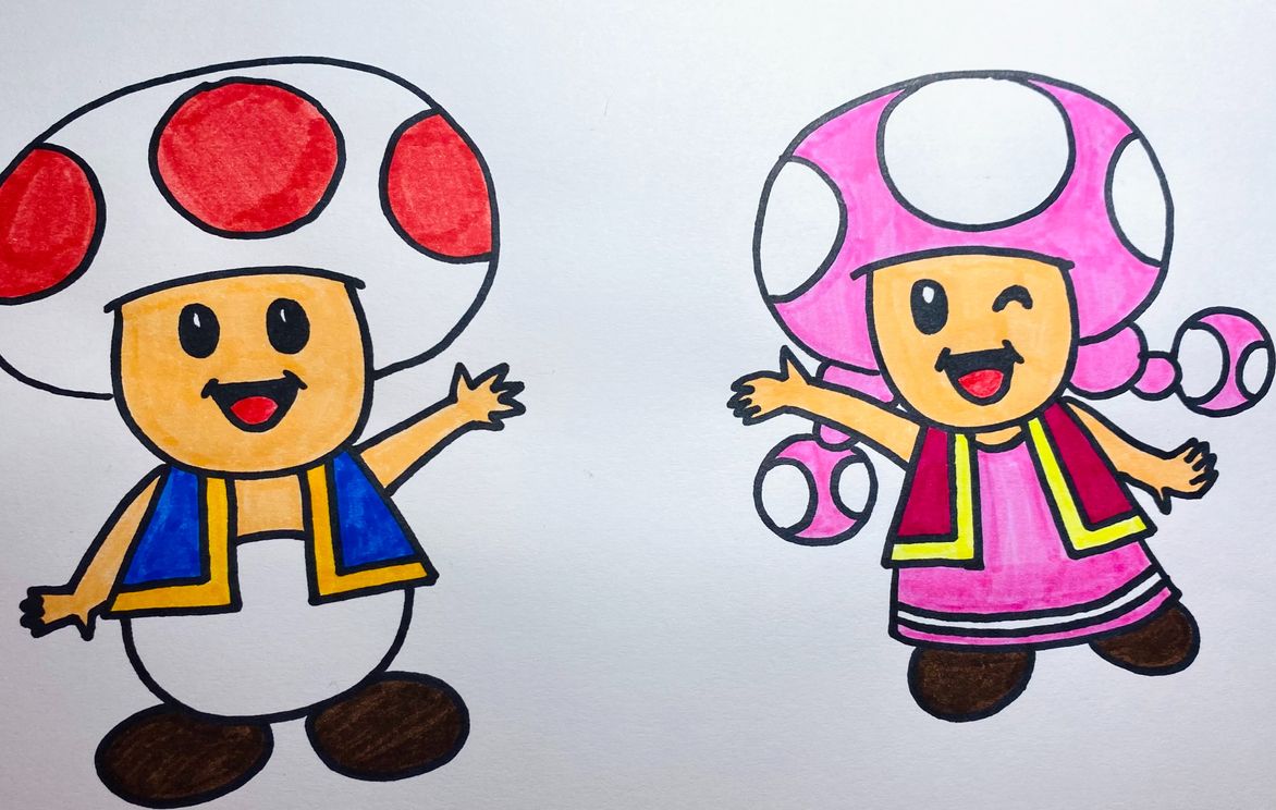 Drawing Toad & Toadette From Mario Bros! | Small Online Class For Ages 6-10