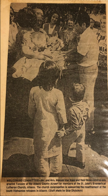 A photo of my Mom and her family being welcomed by St. John's Evangelical Lutheran Church