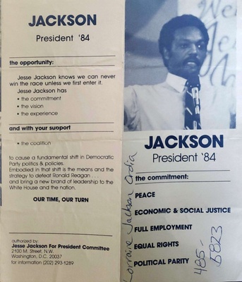 Rev. Jackson's campaign brochure