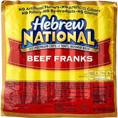 Package of Hebrew National Hot Dogs