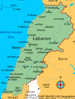 Map of Lebanon (photo: https://www.infoplease.com/atlas/middle-east/lebanon-map)