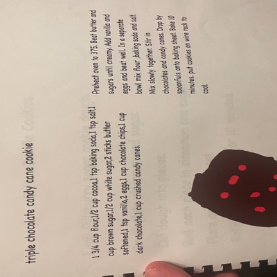 Recipe in cookbook made when I was 7
