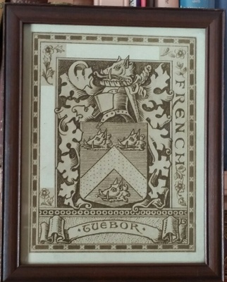Framed photograph of French family crest