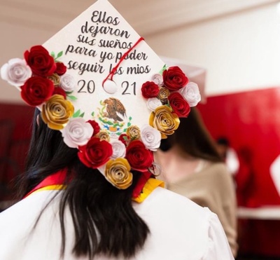 High school graduation cap with quote