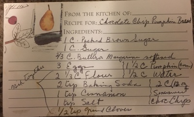Recipe card for Chocolate Pumpkin Bread