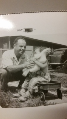 My and Grandpa Morris, Vineland, NJ, 1951 at the chicken farm.