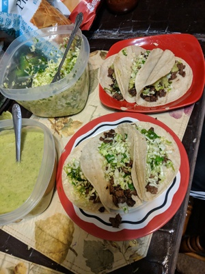 Tacos with condiments to add