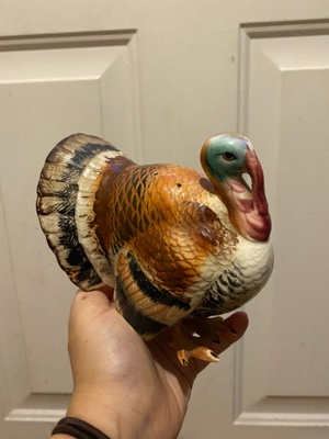 A decorative ceramic turkey