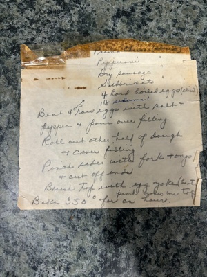 My grandmother's written recipe of pizza rustica