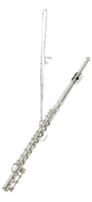 A picture of a flute Christmas ornament.