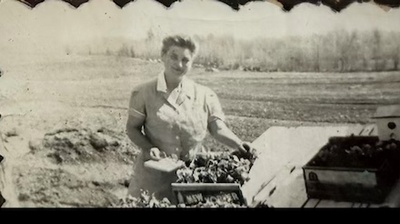 My great grandmother on the farm. 