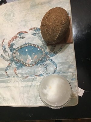 Coconut (top) and coconut juice (bottom)