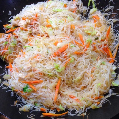 Pancit with rice noodles