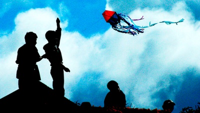 kids flying kites