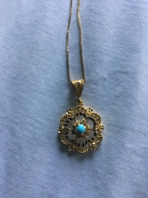 Gold Opal charm on chain